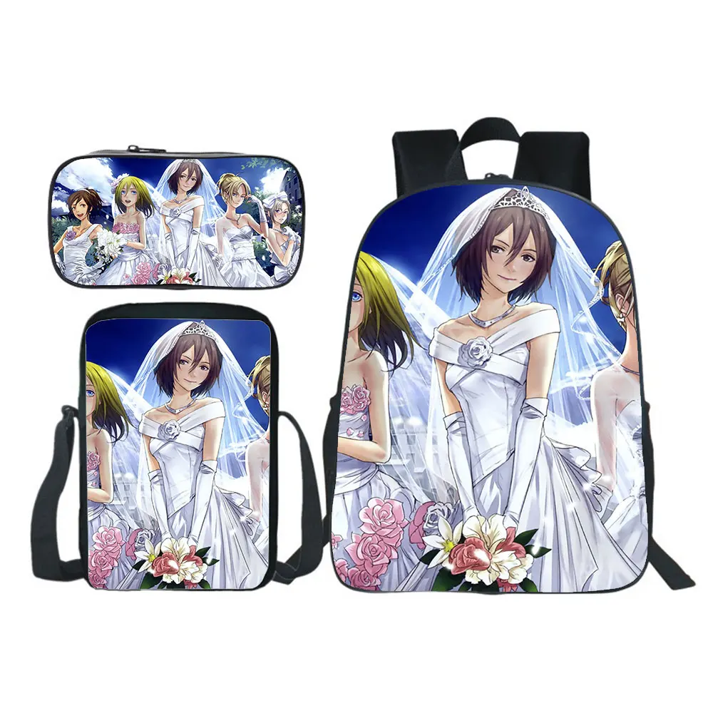NEW Japanese Anime Attack on Titan School Bags Backpack Harajuku Boys Girls Schoolbag 3Pcs/Set Kids Bookbags Mochilas
