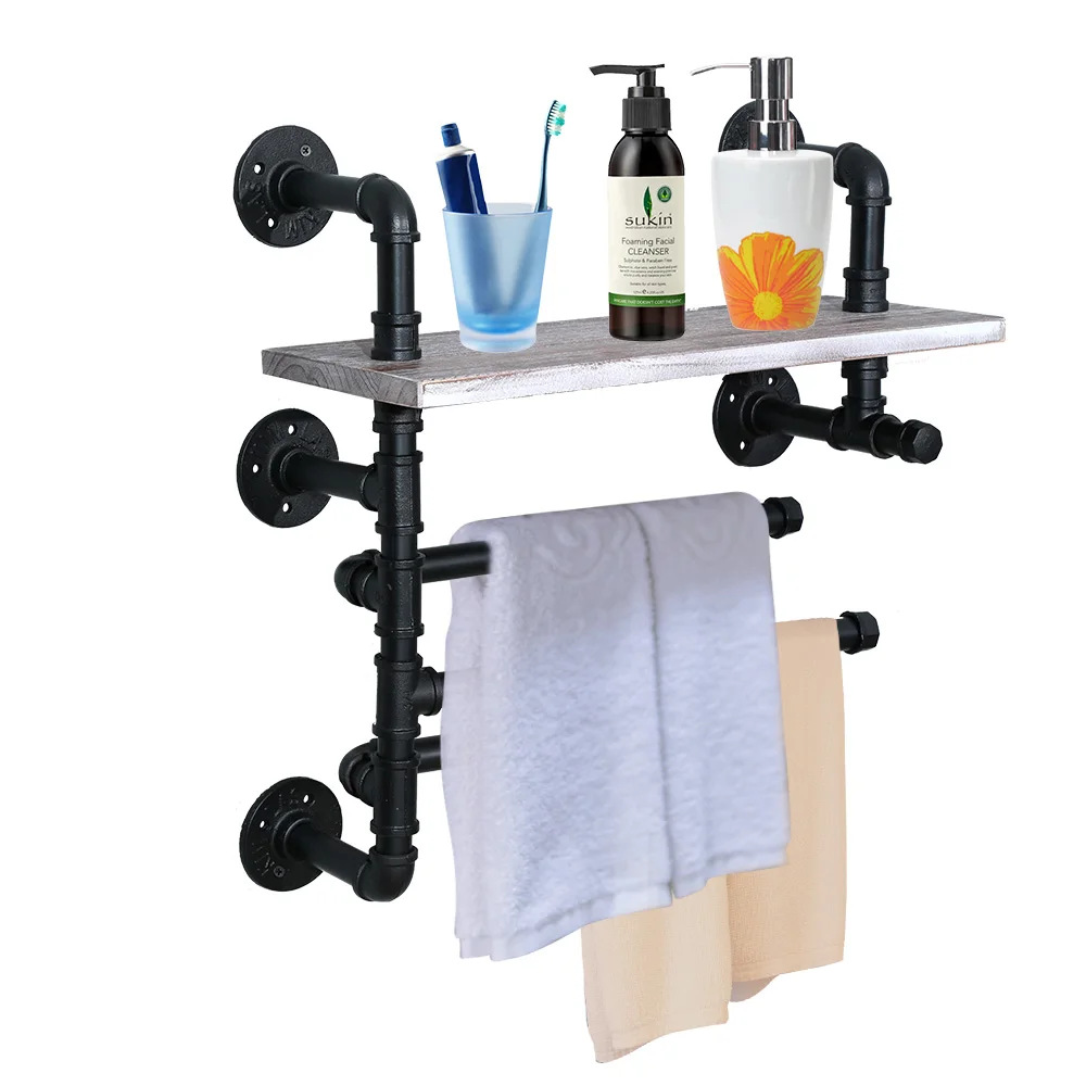 Industrial Towel Rack with 3 Towel Bar Bathroom Towel Storage Rack  US Warehouse