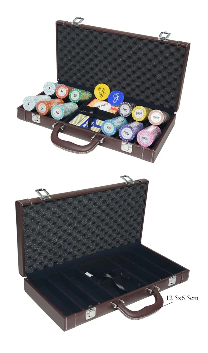 200/300pcs Casino Texas Poker Chips Capacity Suitcase Black Jack Container Case/Box Playing Card Dice Toolbox PU Storage Box