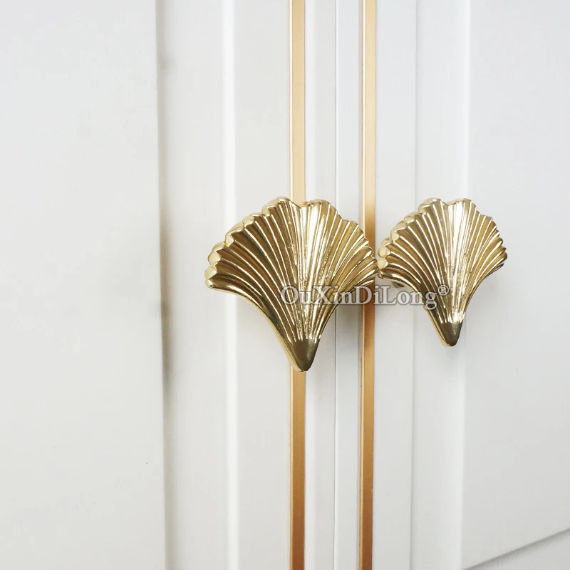

Brand New 2PCS Pure Brass Ginkgo Leaf Furniture Handles Drawer Pulls Cupboard Wardrobe Kitchen Shoe TV Wine Cabinet Pulls Knobs