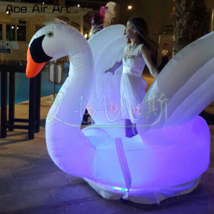 

2.5/3/4m Wide Exquisite Outdoor Inflatable Swan, Inflatable Animal Mascot Replica With Lights For Advertising/Event Exhibition