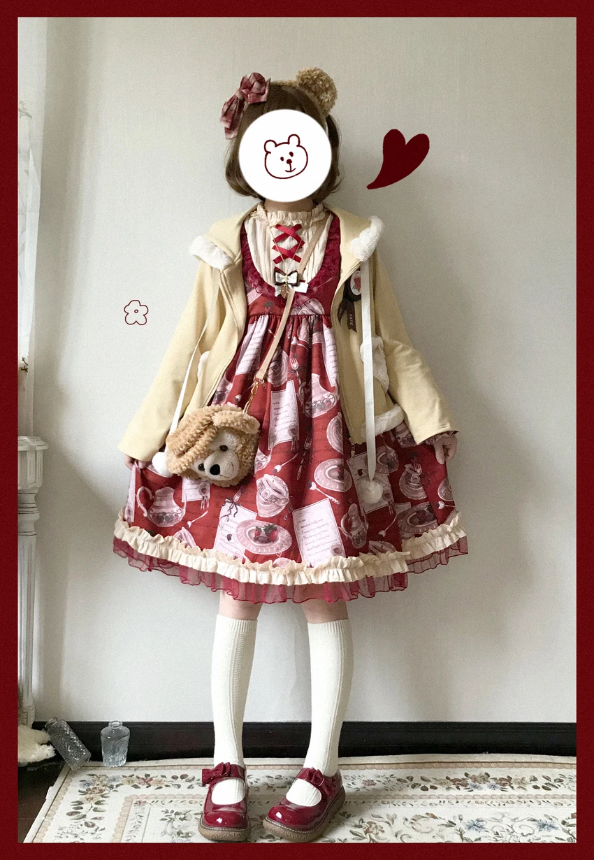 Prinses Thee Party Zoete Lolita Jurk Vintage Kant Strik Hoge Taille Victoriaanse Jurk Kawaii Meisje Gothic Lolita Op Loli Cosplay