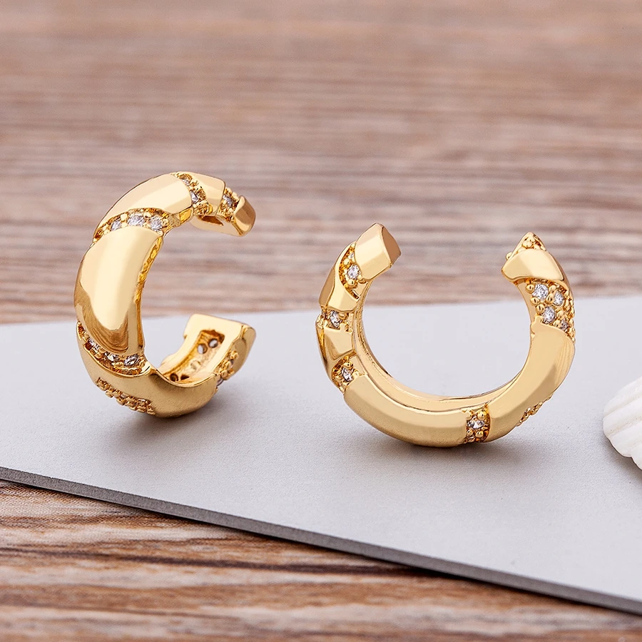 Nidin New Fashion 13 Styles Copper Zircon Wrap Earring Tragus Body Jewelry Ear Cuff Clip Nose Ring Fake Piercing Snug Earrings
