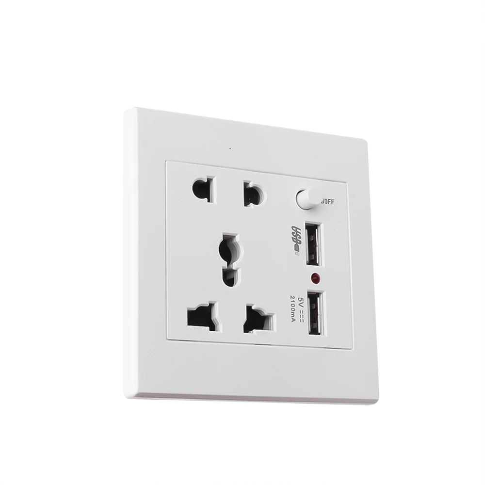 Kebidumei AC 110-250V Universal Wall Socket Panel With 2 USB Port Plug Charger Switch Power Outlet EU US UK AU USB Wall Socket