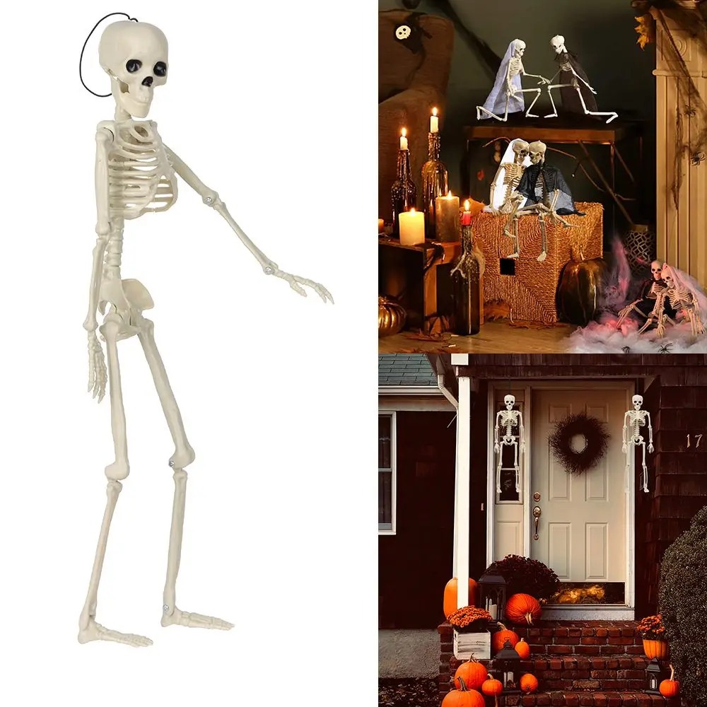 40*10cm Hanging Party Decoration Halloween Human Skeleton Scary Props Poseable Size