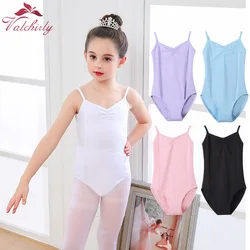 Girls Cotton Ballet Collant, Camisola, Dancewear, Collant Ginástica, Strap Dress, Novo