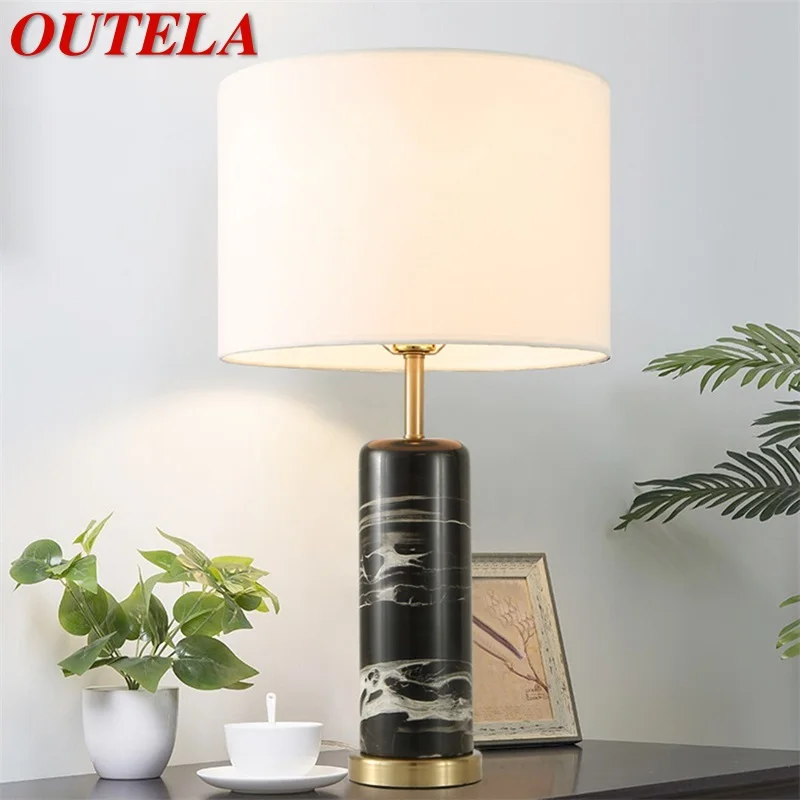 

OUTELA Modern Table Lamps Decorative Luxury Design Marble Black Desk Light Home LED E27 For Foyer Living Room Bedroom Office