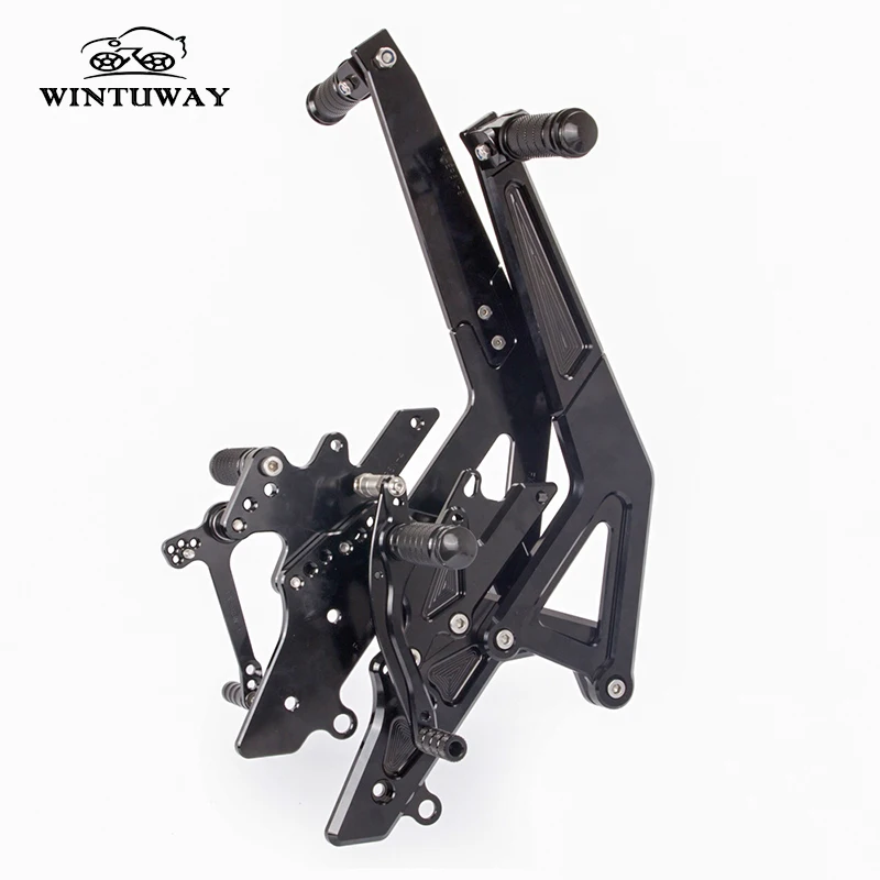 WINTUWAY Full CNC Aluminum Motorcycle Footrest Footpeg Pedal Foot Peg Rearset Rear Set For ER6N 2012-2014