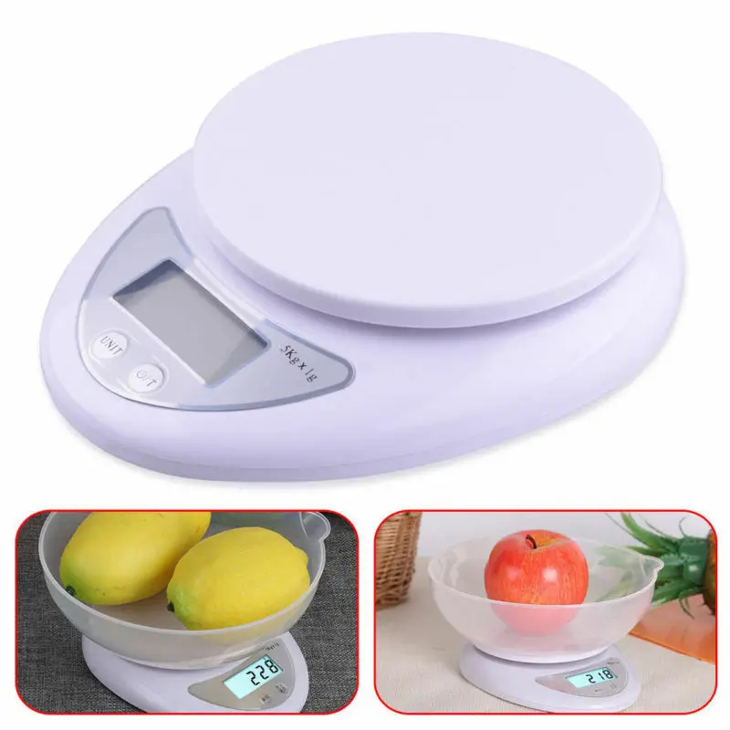 5kg x 1g Digital Scale LCD Electronic Steelyard Kitchen Scales Postal Diet Food Scales Balance Measuring Weight Scales