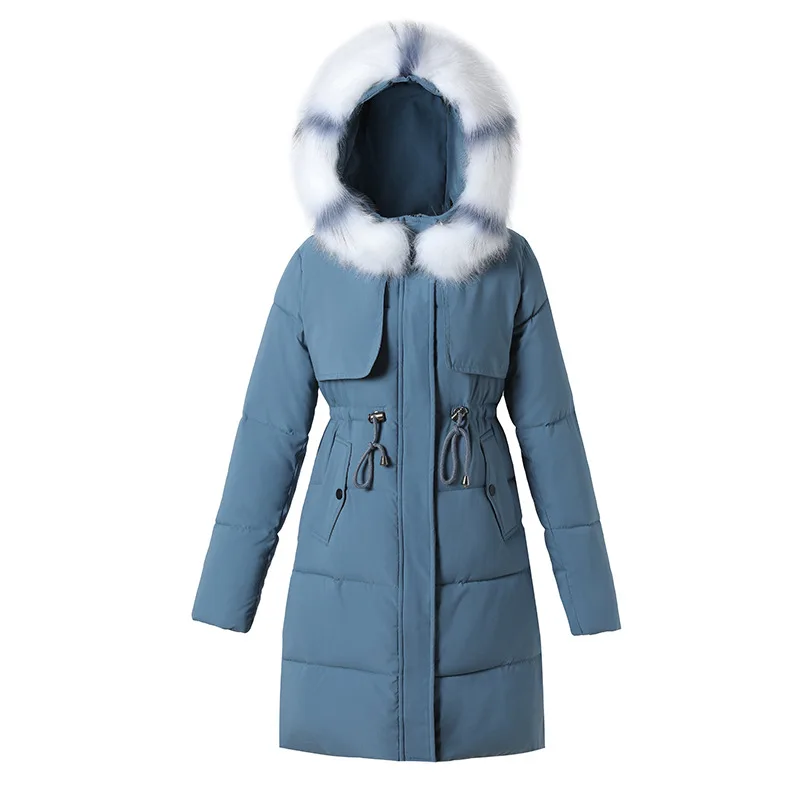 Manteau d'hiver Long et chaud pour femme, parka à capuche et col en fourrure, grande taille