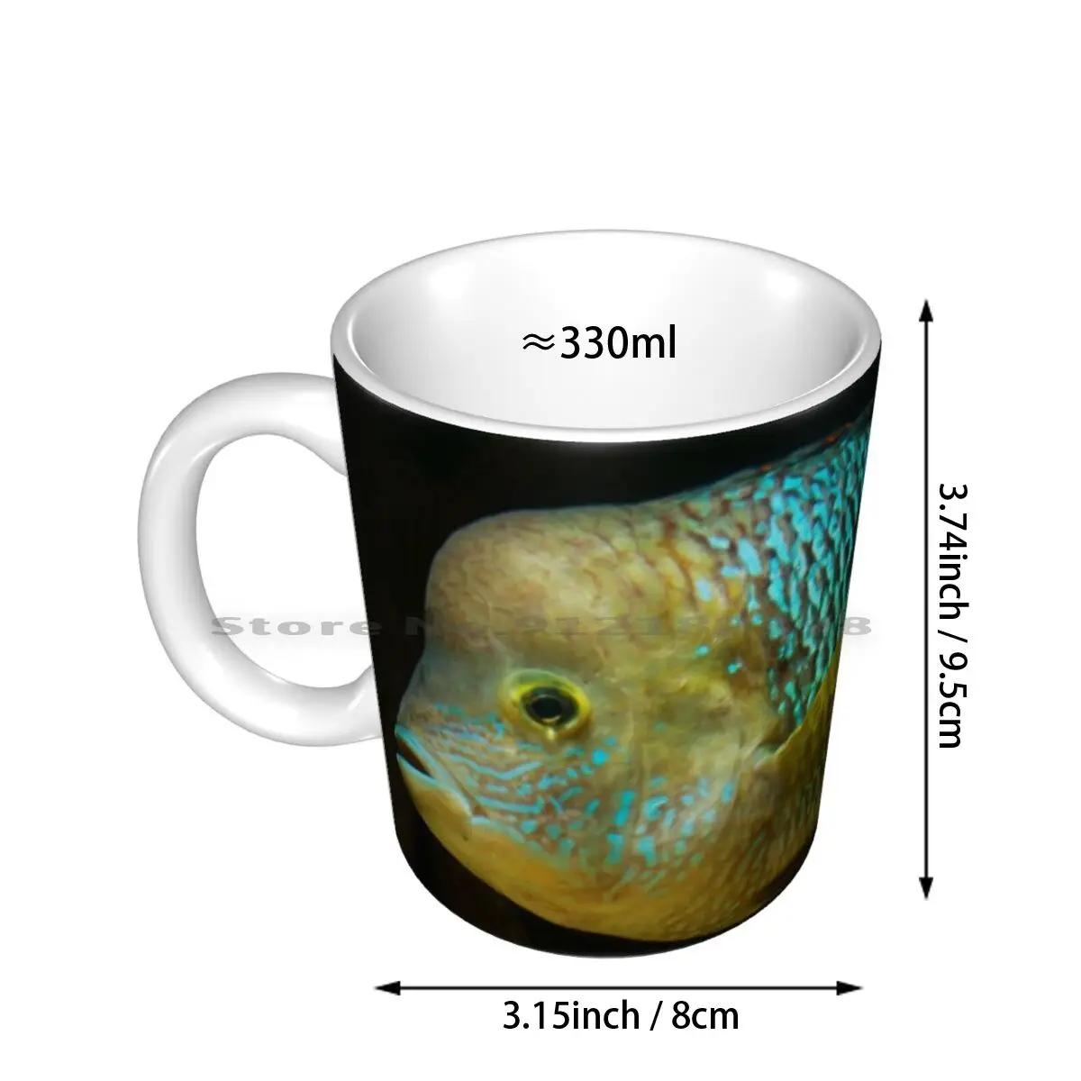 Green Terror-Aequidens Rivulatus Ceramic Mugs Coffee Cups Milk Tea Mug Green Terror Aequidens Rivulatus Fish Tropical Fish