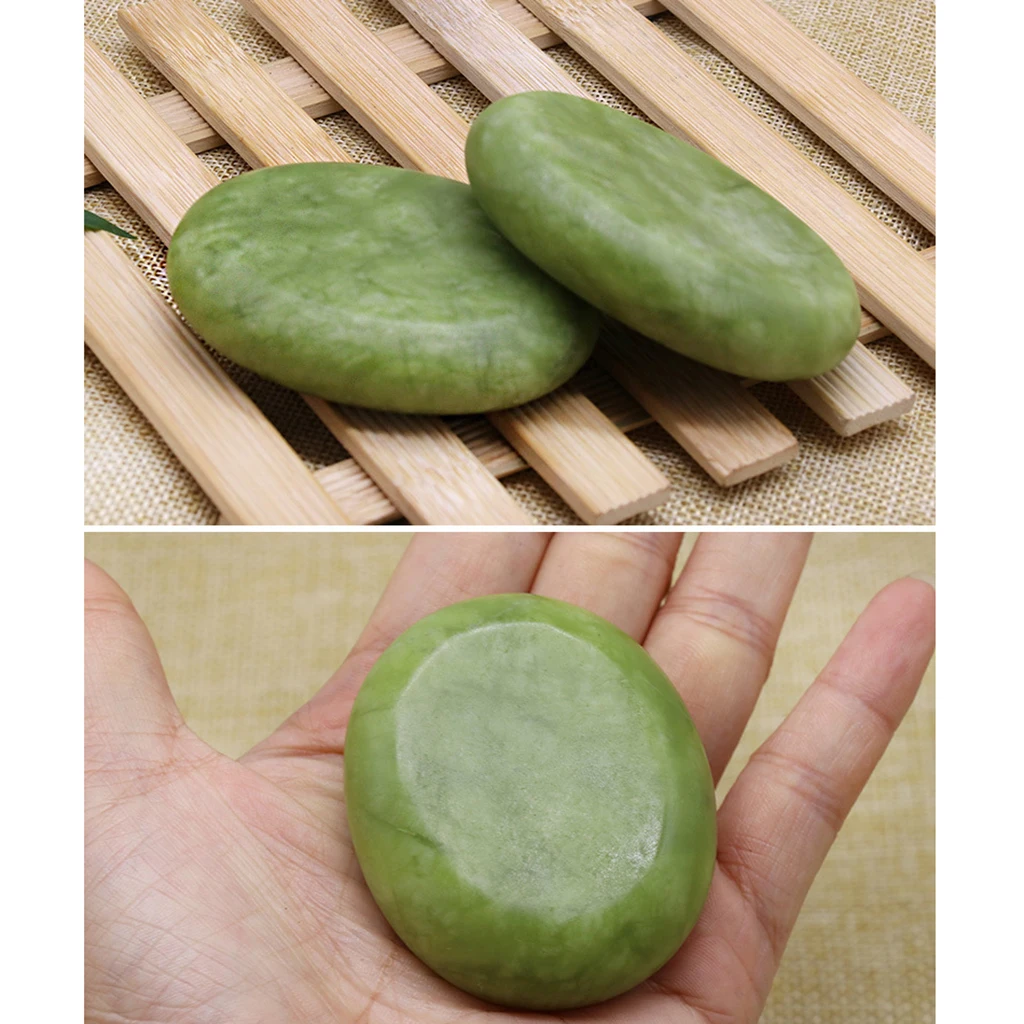 Piedra calentador de Jade verde para masaje corporal, piedra caliente para relajación corporal, cuidado de la piel y alivio del dolor, masaje de Spa