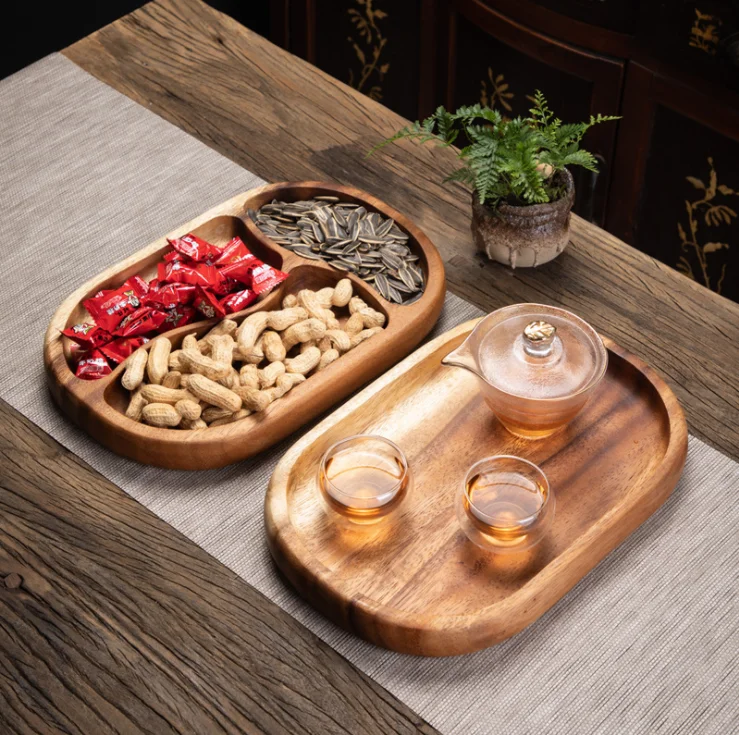 Walnut Wooden Fruit Tray for Snack and Candy, Creative Serving Plate, Household Tableware Decoration