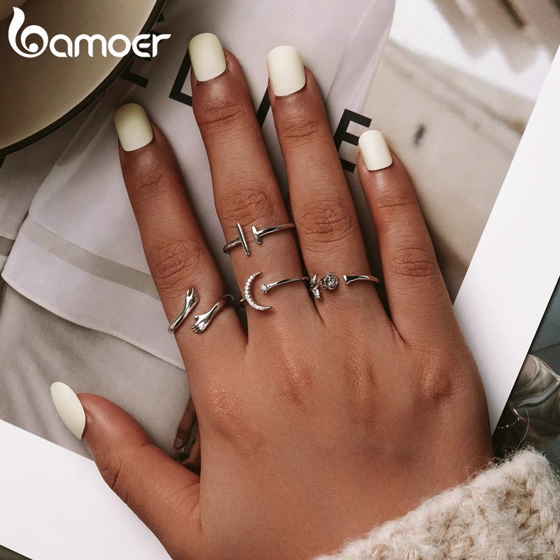 Bamoer 925 Sterling Zilveren Knuffel Warmte En Liefde Hand Verstelbare Ring Voor Vrouwen Feest Sieraden, Zijn Grote Liefdevolle Knuffels Ring 3 Kleuren