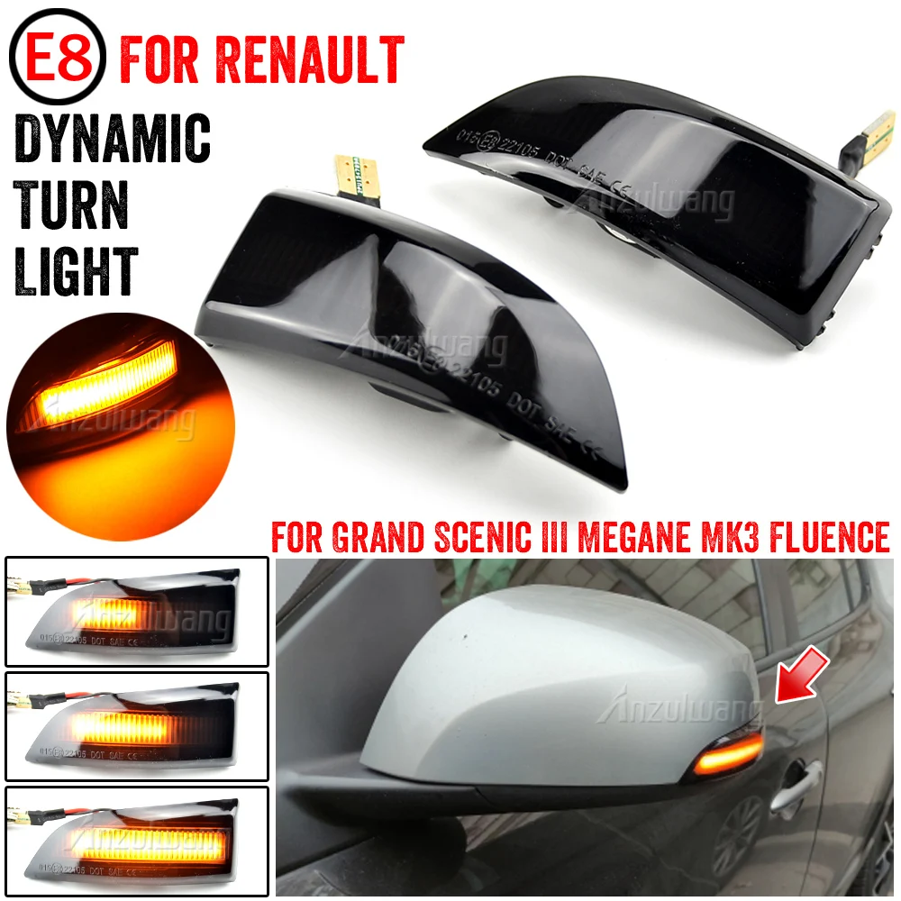 

Repeater Indicator Dynamic LED Turn Signal Light For Renault Grand Scenic III Megane MK3 Fluence 2009 Latitude Safrane 2010-2015