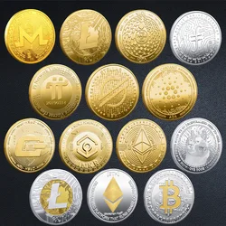 BITCoin Art Collection Gold Plated Physical Bitcoins Bitcoin BTC with Case Gift Physical Metal Antique Imitation Silver Coins