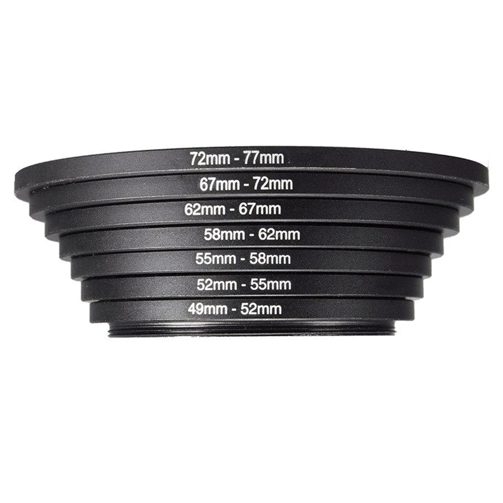 7pcs Universal 49 77mm  Camera Ring Adapter DSLR Mini Step Up Professional Accessories High Hardness Aluminum Alloy Lens Filter