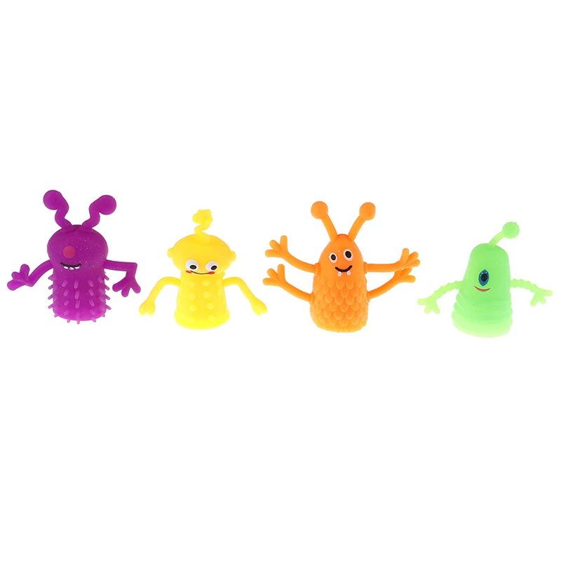 4Pcs/Set Novelty Plastic Cute Expression Hand Puppets Children Kids Finger Puppets Toy Parents Storytelling Props Christmas