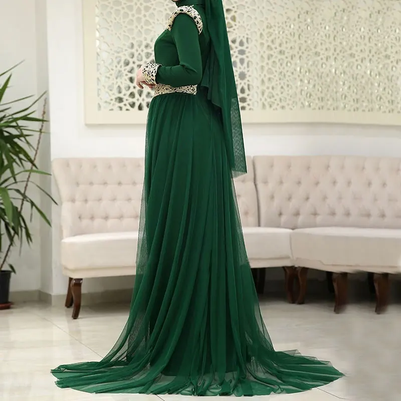 Robes de soirée longues avec appliques, Caftan de dubaï, Abaya de dubaï à manches longues, robe musulmane arabe pour mère de la brde