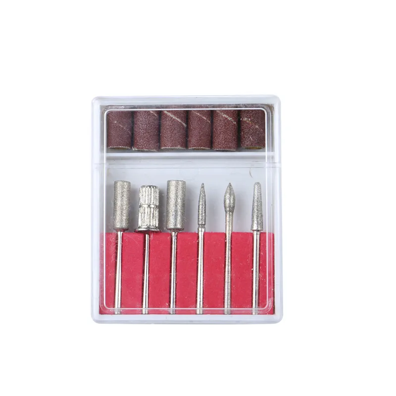 Conjunto de brocas para unhas, 6 pçs, fresa giratória, ferramenta elétrica para manicure