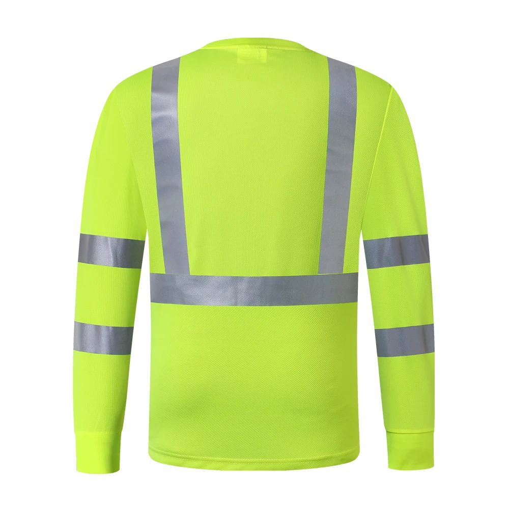 Class 3 Hi Vis Shirt Long Sleeve Reflective Construction Shirt with Custom Logo or Text Safety Clothing Workwear