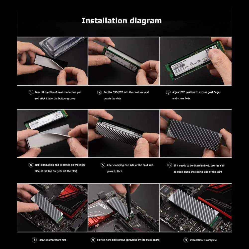 Jonsbo M2 2280 SSD Dissipatore di calore in alluminio M.2 SSD NVMe Dissipatore di calore con cuscinetto termico per unità NVMe Dissipador di