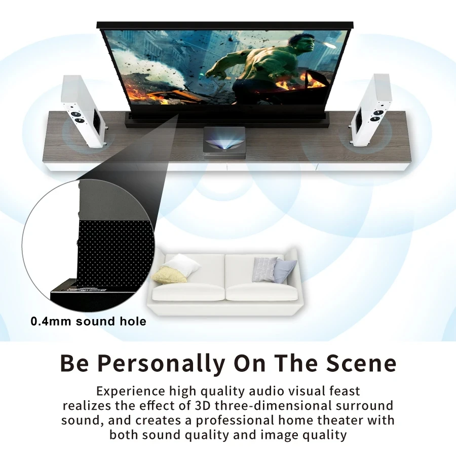 Tela do projetor do assoalho da tensão elétrica transparente acústica sadia de mivision para a luz ambiental que rejeita o material