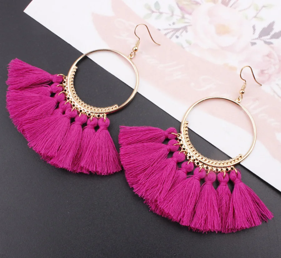 2020 3 Layered Bohemian Fransen Luxus Erklärung Quaste Ohrringe 2020 Boho Mode Schmuck Frauen Lange Tropfen Baumeln Ohrringe – Detail 21