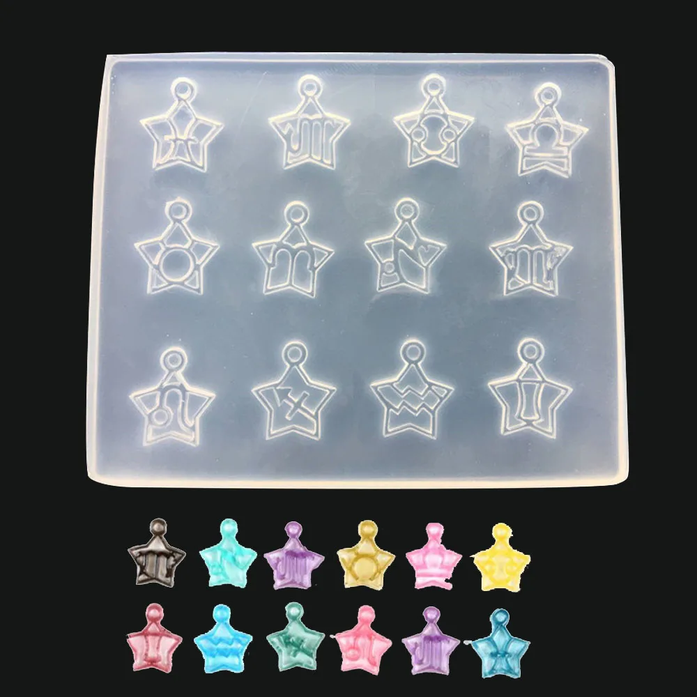 12 Constellations Pendant Epoxy Resin Silicone Mold Jewelry Making Tools uv resin mold Christmas Halloween craft art Gifts