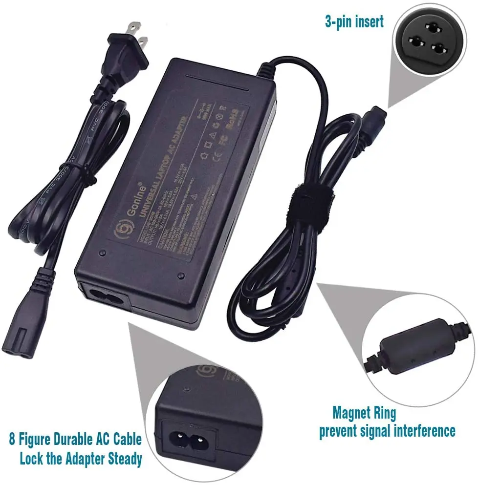 Универсальное зарядное устройство для ноутбука, 90 Вт, 110-240 В переменного тока в постоянный ток, 19 в, 20 в, 15 в, 16 В, совместимо с ноутбуками HP, Dell, Acer, Asus, Toshiba, Gateway, Lenovo