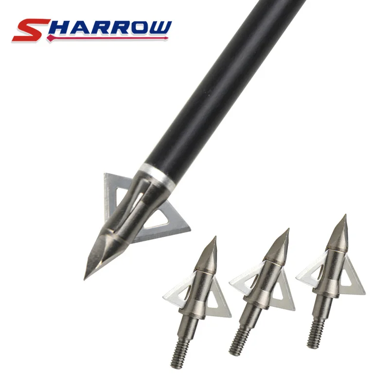 Sharrow 6pcs Archery Arrowheads Stainless Steel 3 Blade Screw In Arrow Head Arrow Points Tips Hunting Arrow Accessories