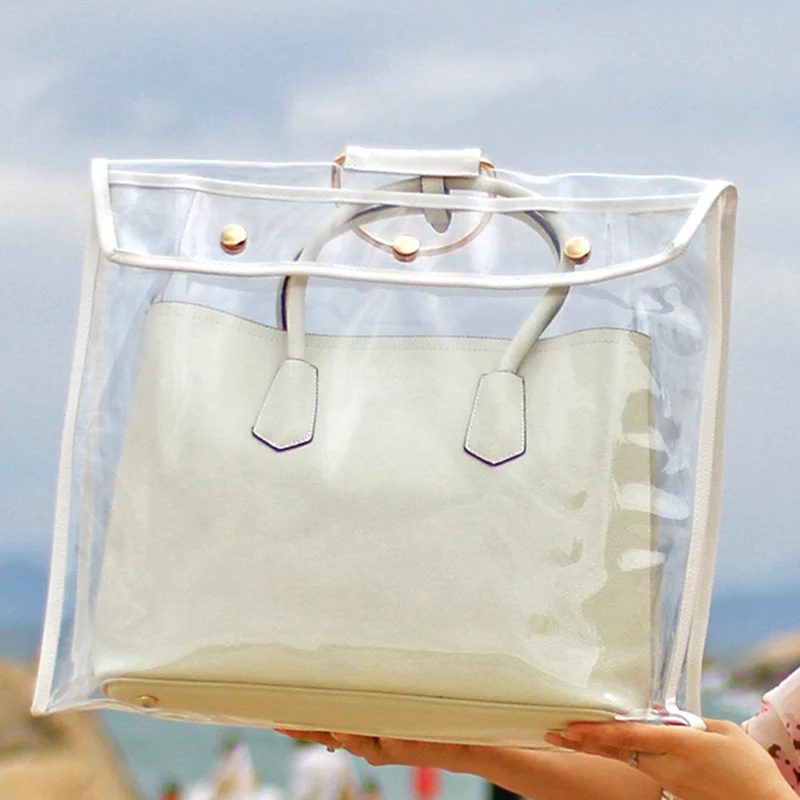 Transparent dustproof bag plastic PVC bag portable storage bag waterproof and moisture-proof wardrobe leather bag finishing bag