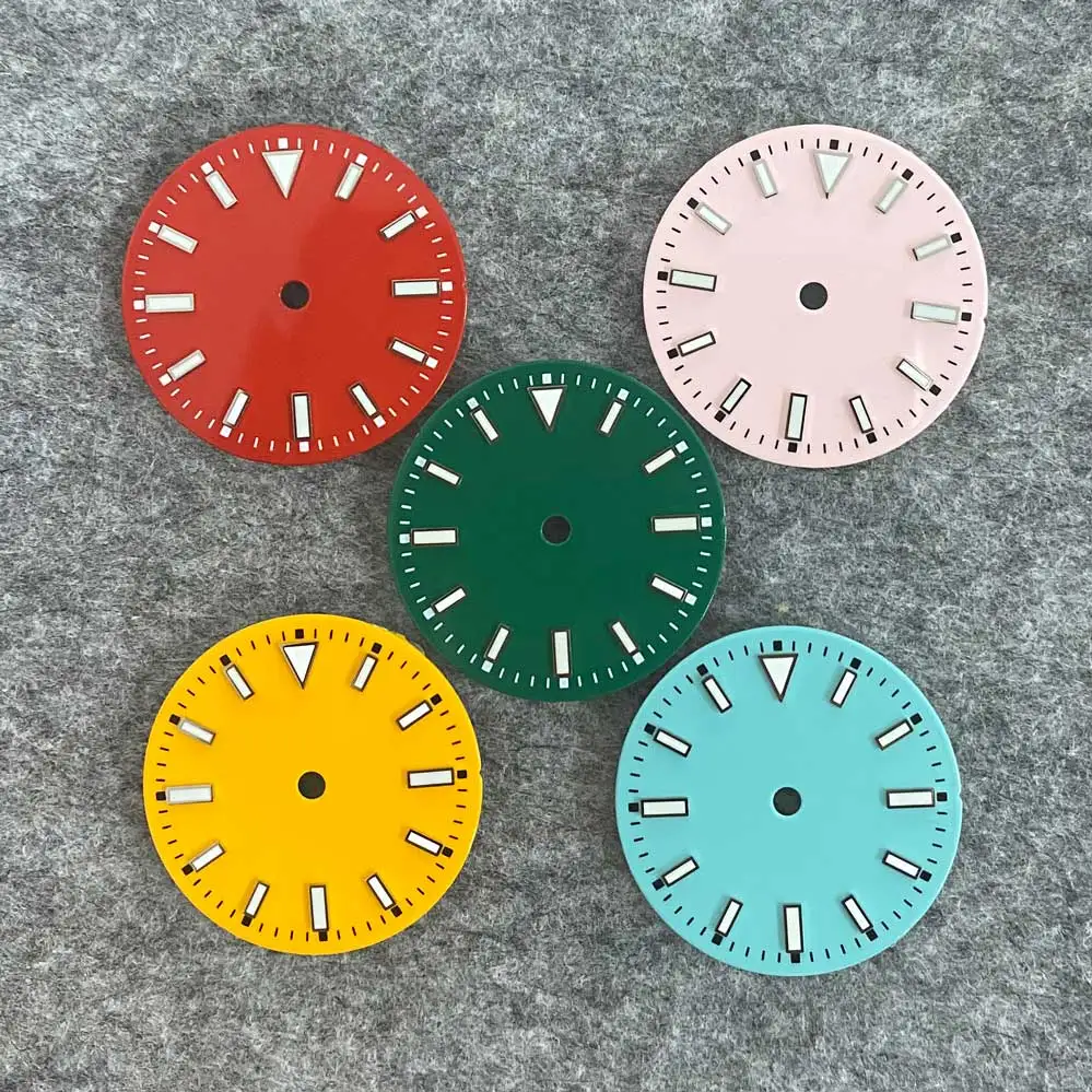 NH35 Non-calendar 29mm Aseptic Watch Dial with Green Luminous Suitable for NH35/ETA 2836/Japan 8215/Mingzhu 2813 Movement