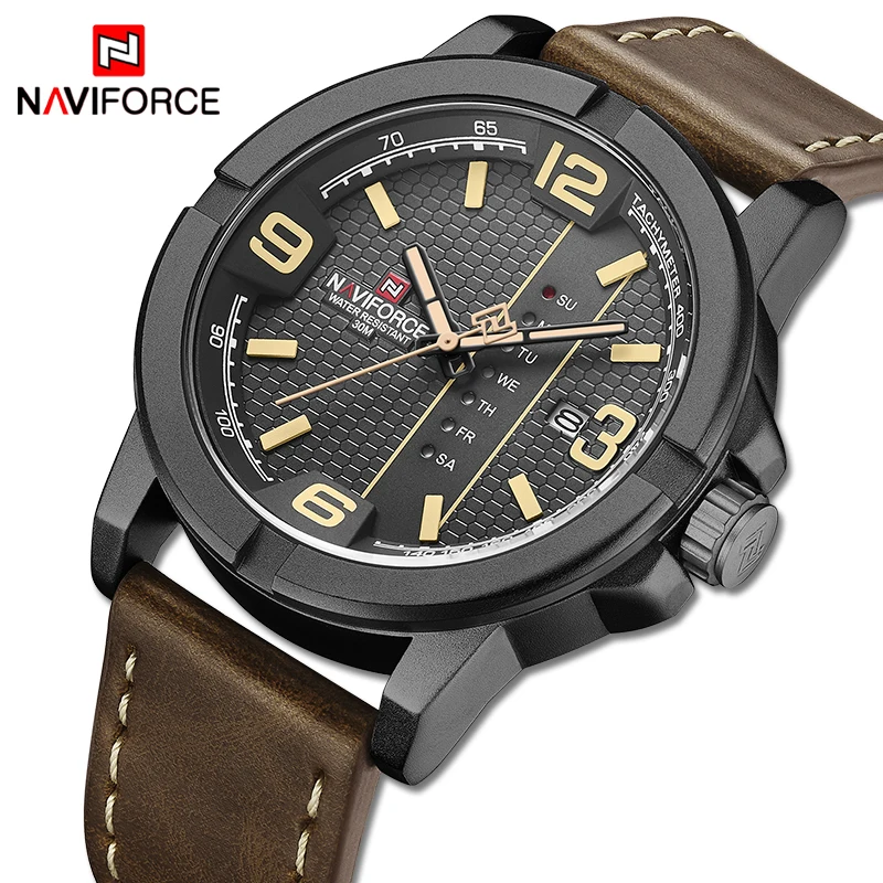 Часы NAVIFORCE мужские, новые, Роскошные, брендовые, мужские, с большим циферблатом, спортивные, водонепроницаемые, кварцевые