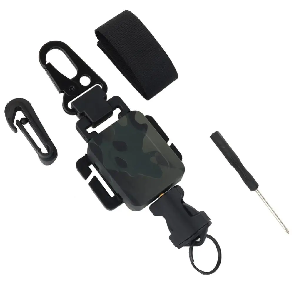 2 In 1 Outdoor Anti-theft Telescopic Buckle Tactical Lightweight Pouch & Keychain Holder EDC Retractable Spring Rope