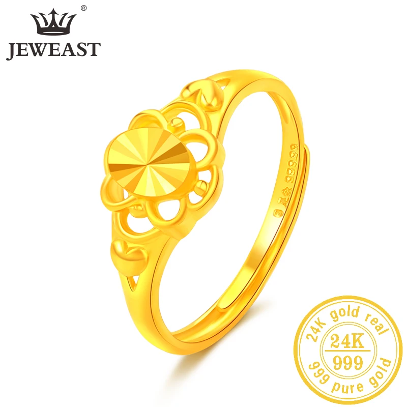 

JLZB 24K Pure Gold Ring Real AU 999 Solid Gold Rings Elegant Shiny Beautiful Upscale Trendy Classic Jewelry Hot Sell New 2023