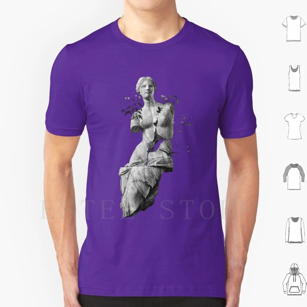 Venus , The Classic Marble Beauty T Shirt DIY Big Size 100% Cotton Womens Womens Girls Flowers Sculpture Vintage Portrait