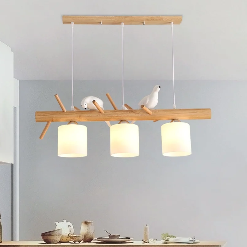 

Country Nordic Bird Lamp Wooden Hanging Lamps Japanese Style Simple Home Decor Living Dining Room Lights Pendant Light Fixtures