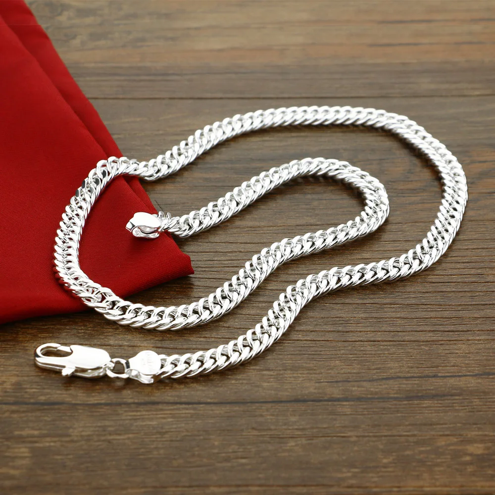 

Fashion personality man necklace 925 sterling silver necklace for men's classic male jewelry horsewhip chain boy gift wide 7MM