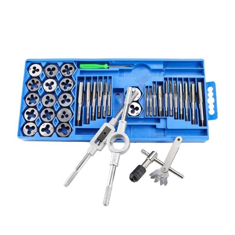 CMCP 40pcs Tap Die Set Imperial/Metric Thread Taps Wrench Dies For Metalworking Alloy Steel Screw Tap Drill Bit