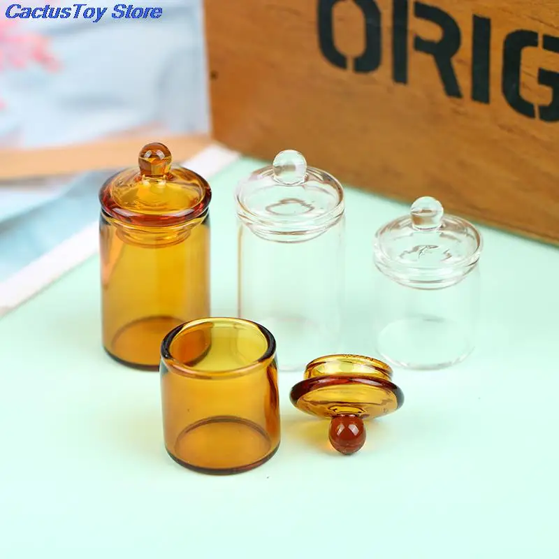 

1:12 Dollhouse Mini Glass Candy Jar Coffee Bean Storage Bottle Dried Flower Tea Storage Bottle Jar Kitchen Home Decor Toy