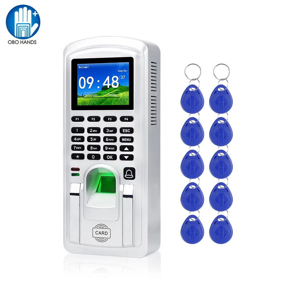 

RFID Fingerprint Access Control TCP/IP Biometric Time Attendance System Machine Employee Check-in Recorder 2.4inch USB Realand