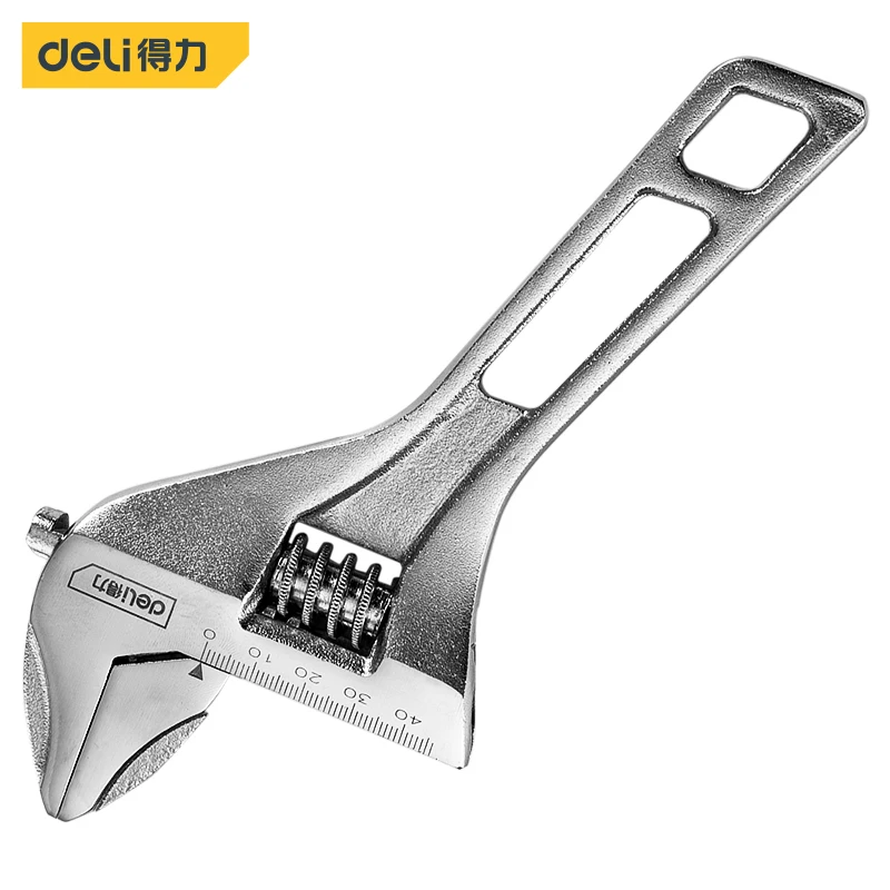 deli Large Open Adjustable Wrench Universal Spanner Repair Tool Hand Tools Strong Clamping Short Shank Large Opening Wrench