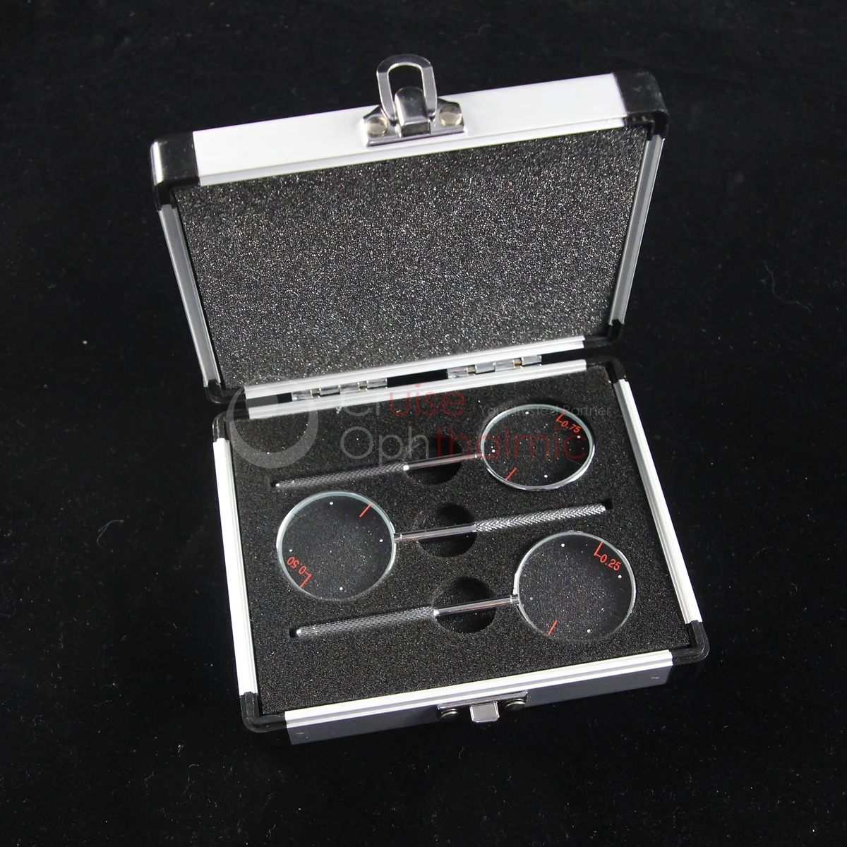 Premium Optometric Jackson Cross Cylinder 68mm 4 dots  Diection 0.25 / 0.50 / 0.75  3 pcs in Aluminium Box