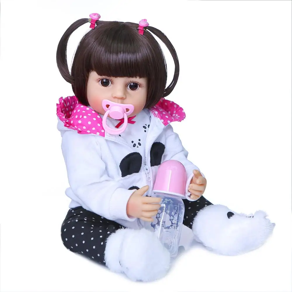 55CM original NPK full body silicone bebe doll reborn toddler girl princess doll two hair colors bath toy