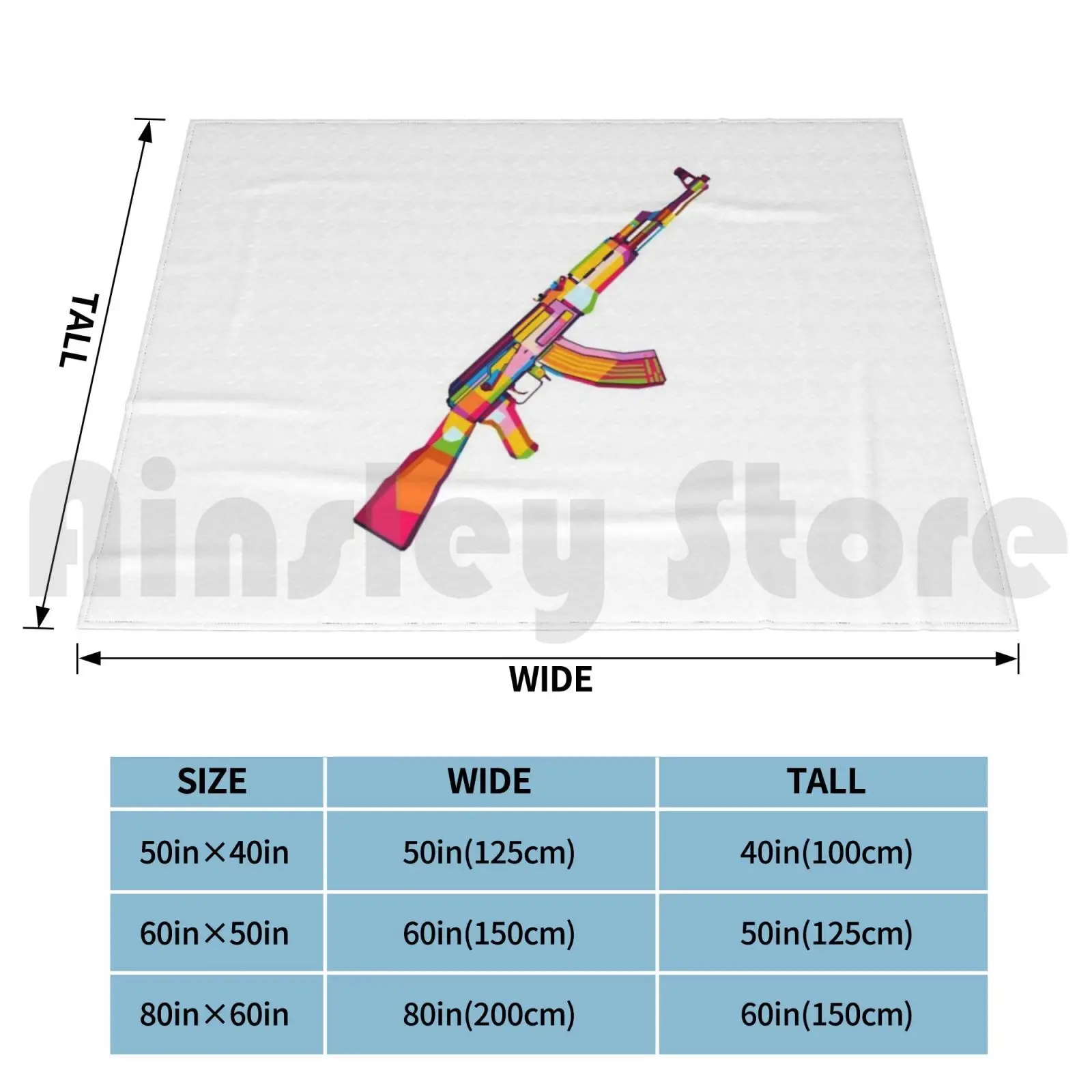 Ak47 Russian Machine Gun Blanket Fashion Custom Ak47 Ak 47 Ak 47 Gun Gun Machine Machine Gun Ammo Rifle Pop Art