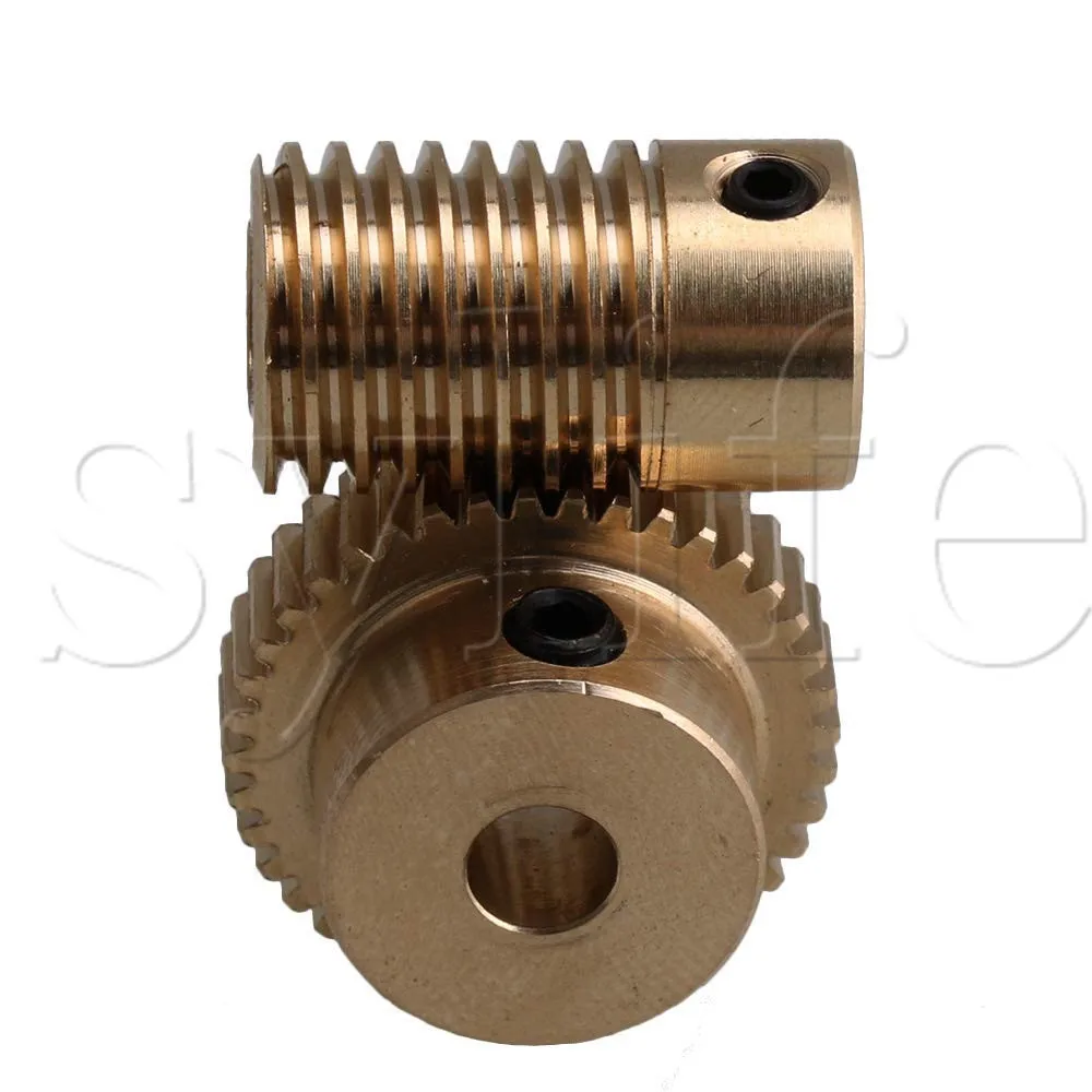 0.5 Modulus Brass Worm Gear Set with 5mm Hole 40 Teeth Turbine Reducer 6mm Screw Reducer