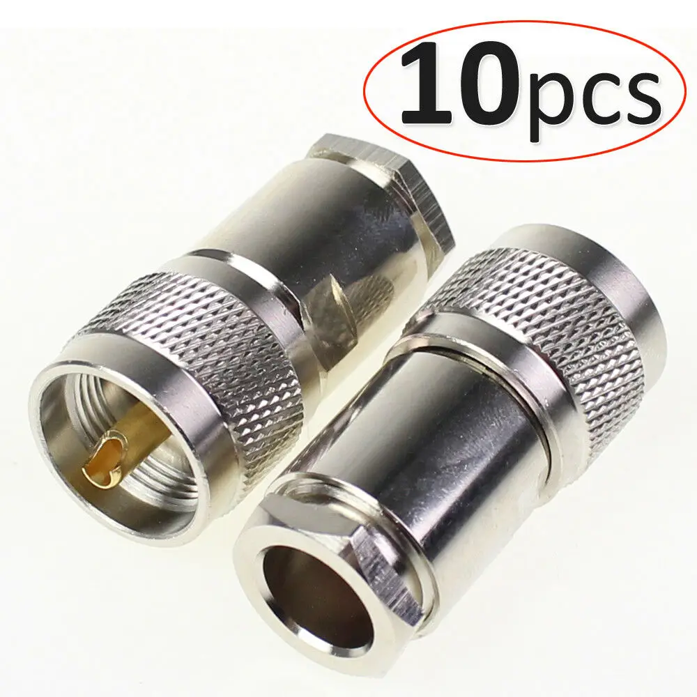 

Pack 10 x UHF PL259 male clamp Plug connector for LMR400 RG8 RG213 RG214 cable