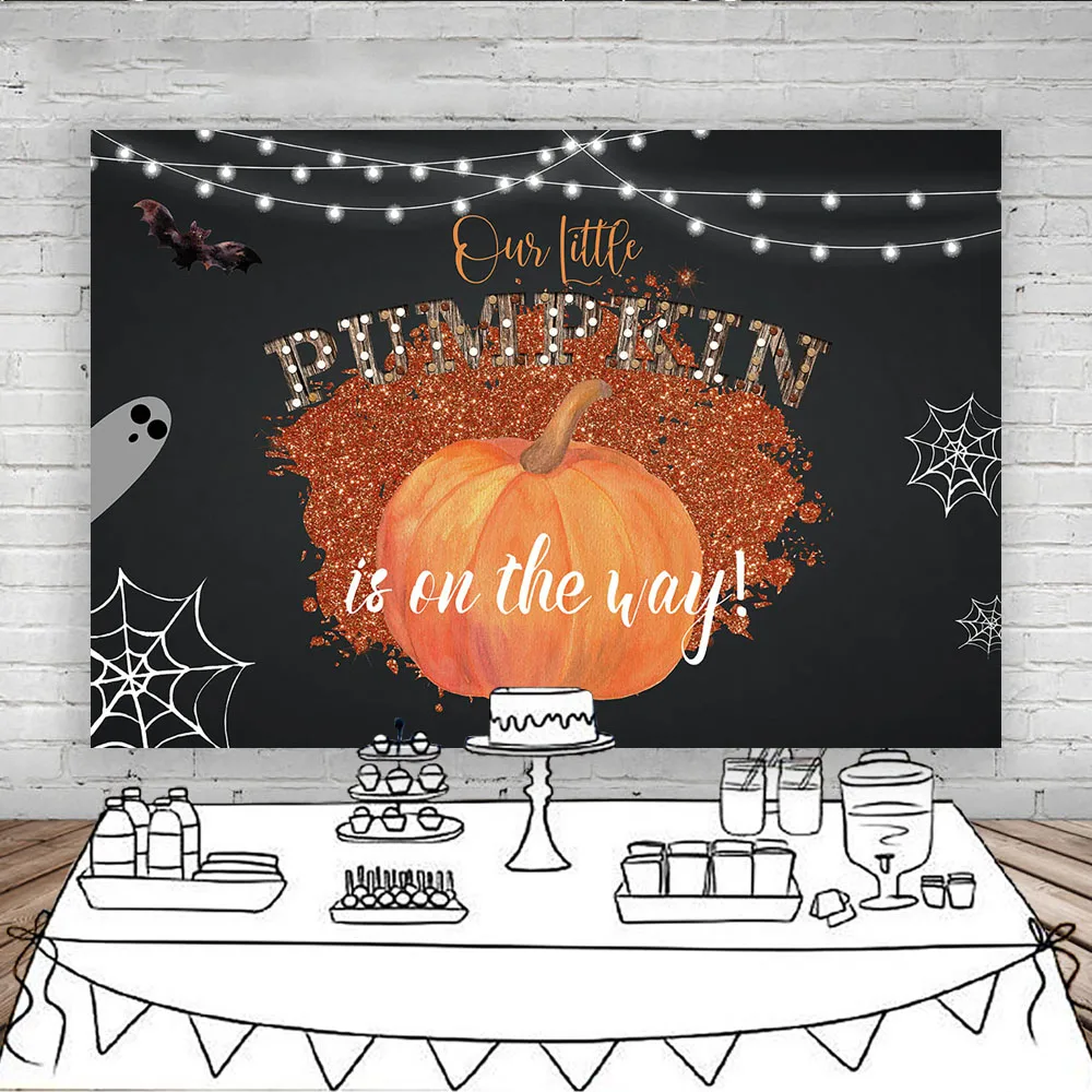 Halloween Newborn Party Photography Background One Little Pumpkin Is On The Way Spider Web Children Ghost Horror Backdrops