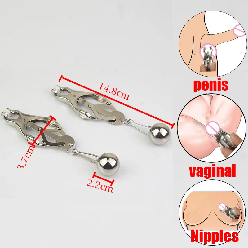 BDSM Clover Style Nipple Clamps Weights ,Bondage Gear, Stainless Steel Clips For Nipples Adult Games, Sex Toys For Women